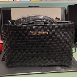 Bebe Black Woven Satchel